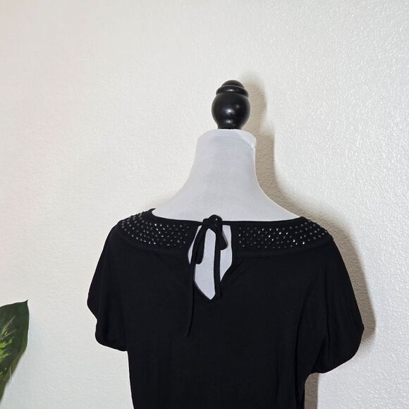 🌿"Philosophy" black top with beads, size Medium. Vintage design. - Picture 6 of 9